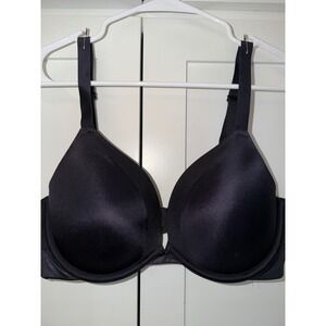 Ambrielle Plunge Underwire Padded Bra Black Satin 38D RN93677
